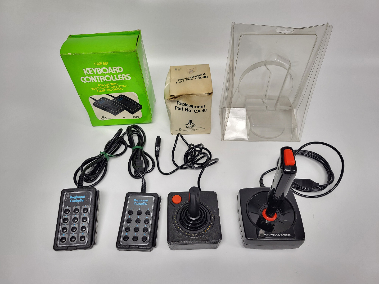 Vintage Lot of Atari CX40 Joystick, CX50 Keyboard and PointMaster Controllers