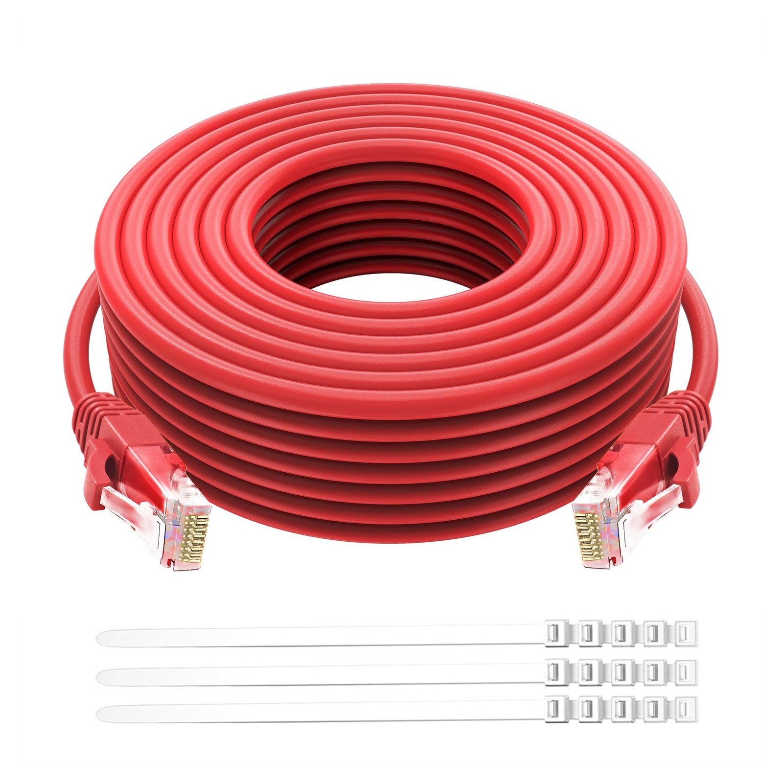 Cat 6 Ethernet Cable 250 Ft Red Outdoor Indoor Snagless RJ45 Network Cord POE