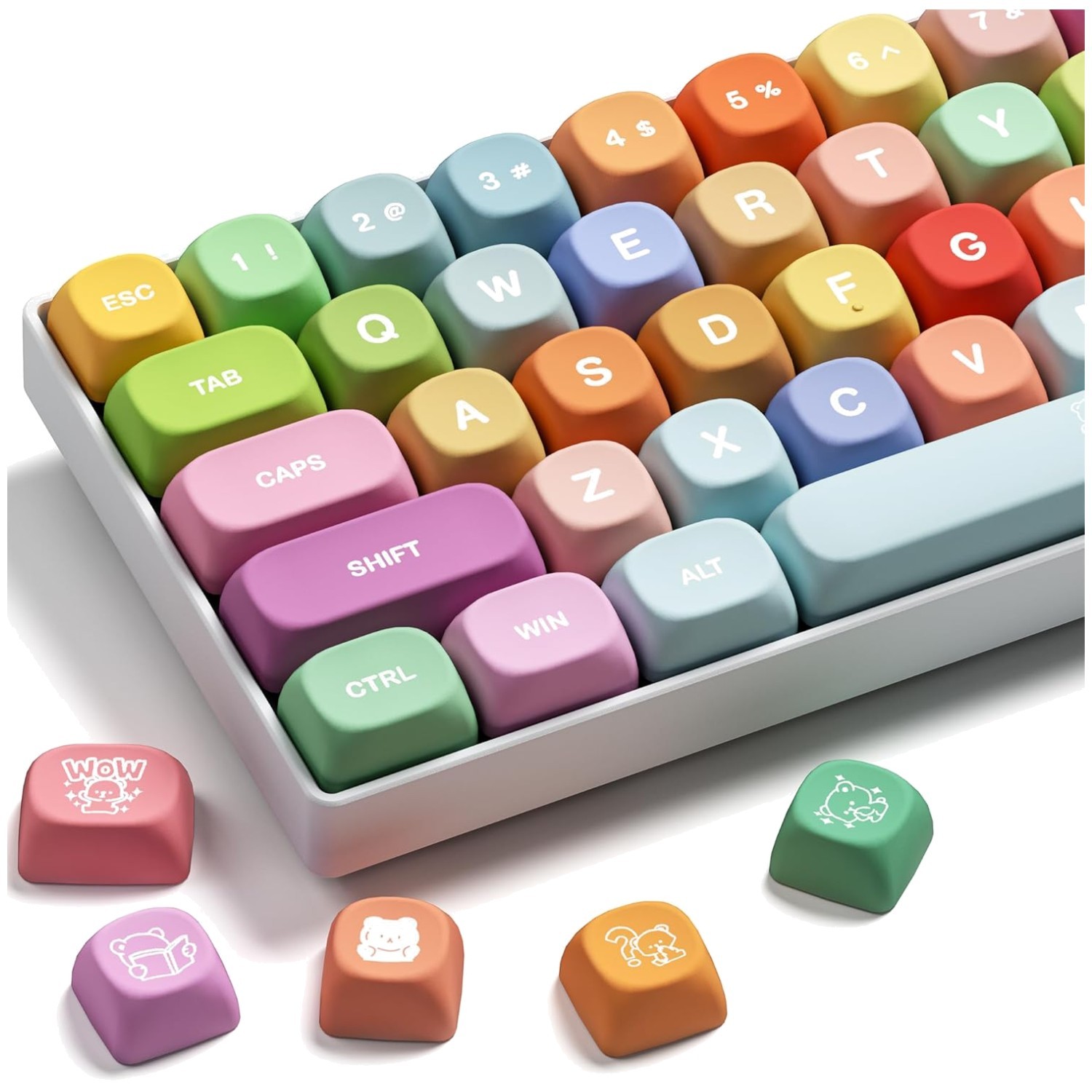 Rainbow Keycap Set with MOA Profile for Mechanical Keyboards