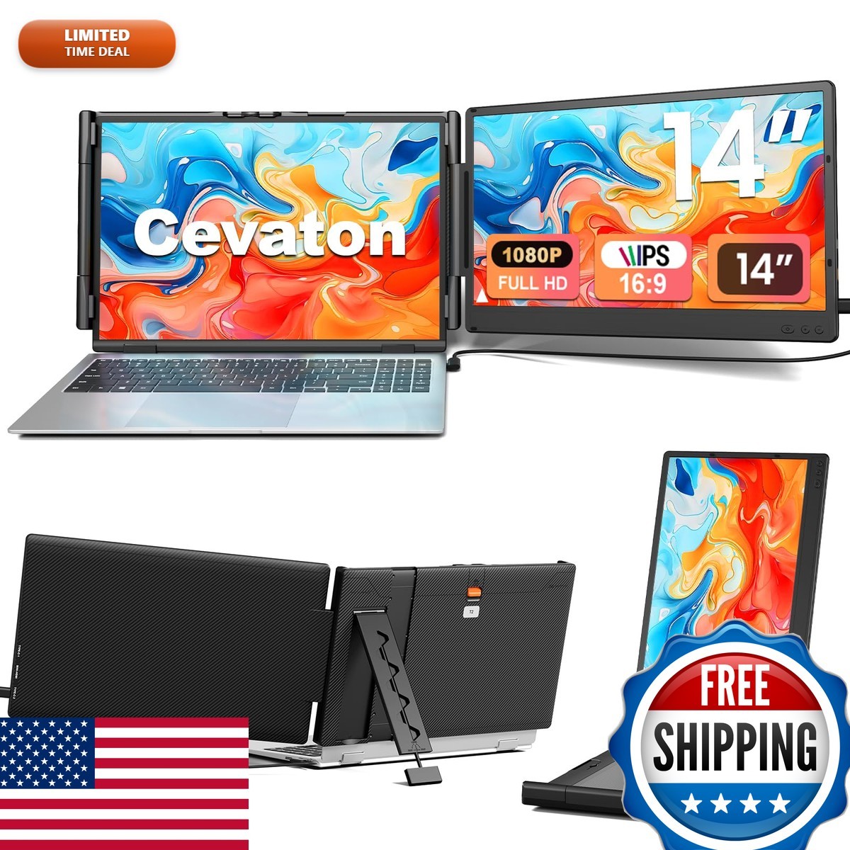 Cevaton T2 14.2" Laptop Screen Extender Portable Monitor for Laptop