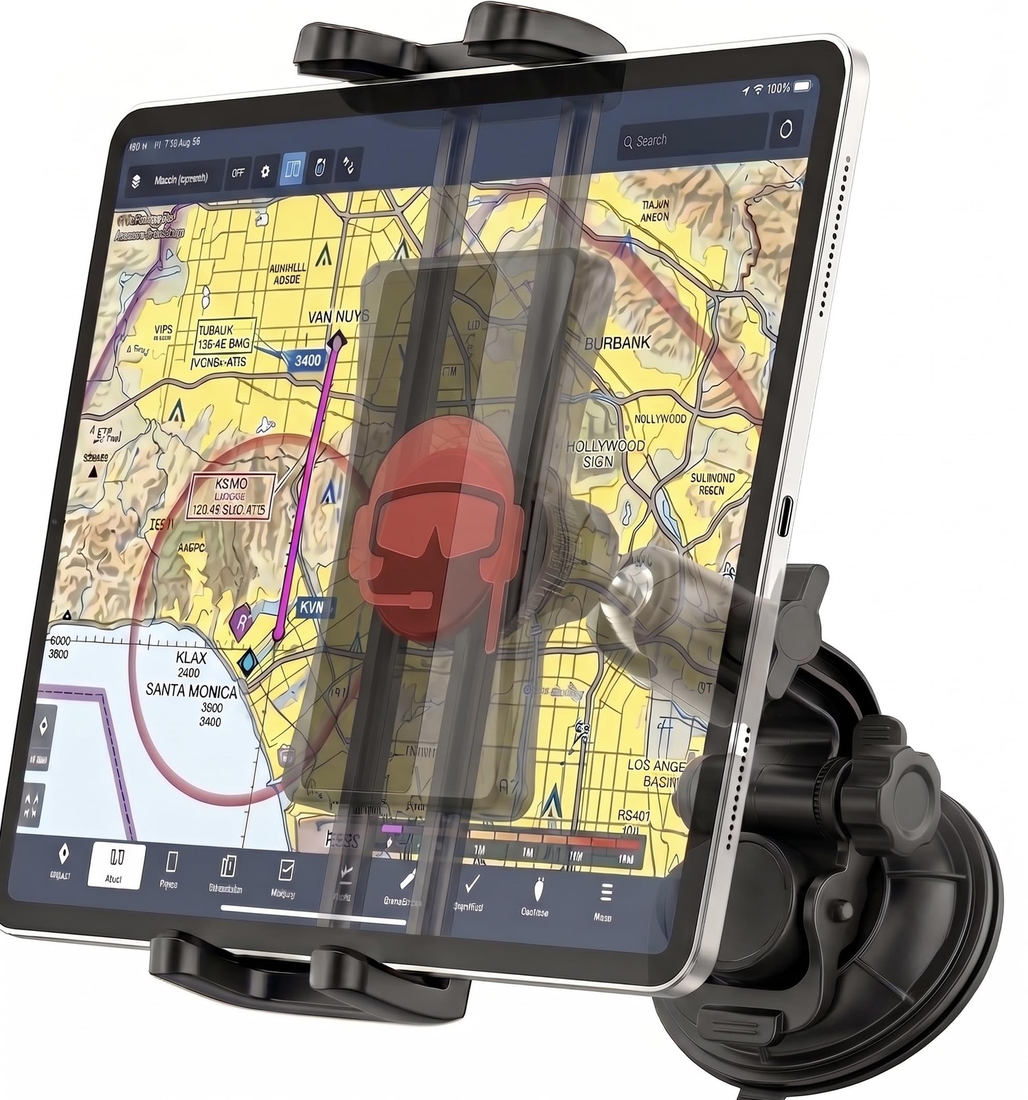 Airplane Tablet Holder for Pilots - Multi-Angle Display Suction Cup Mount, Pr...