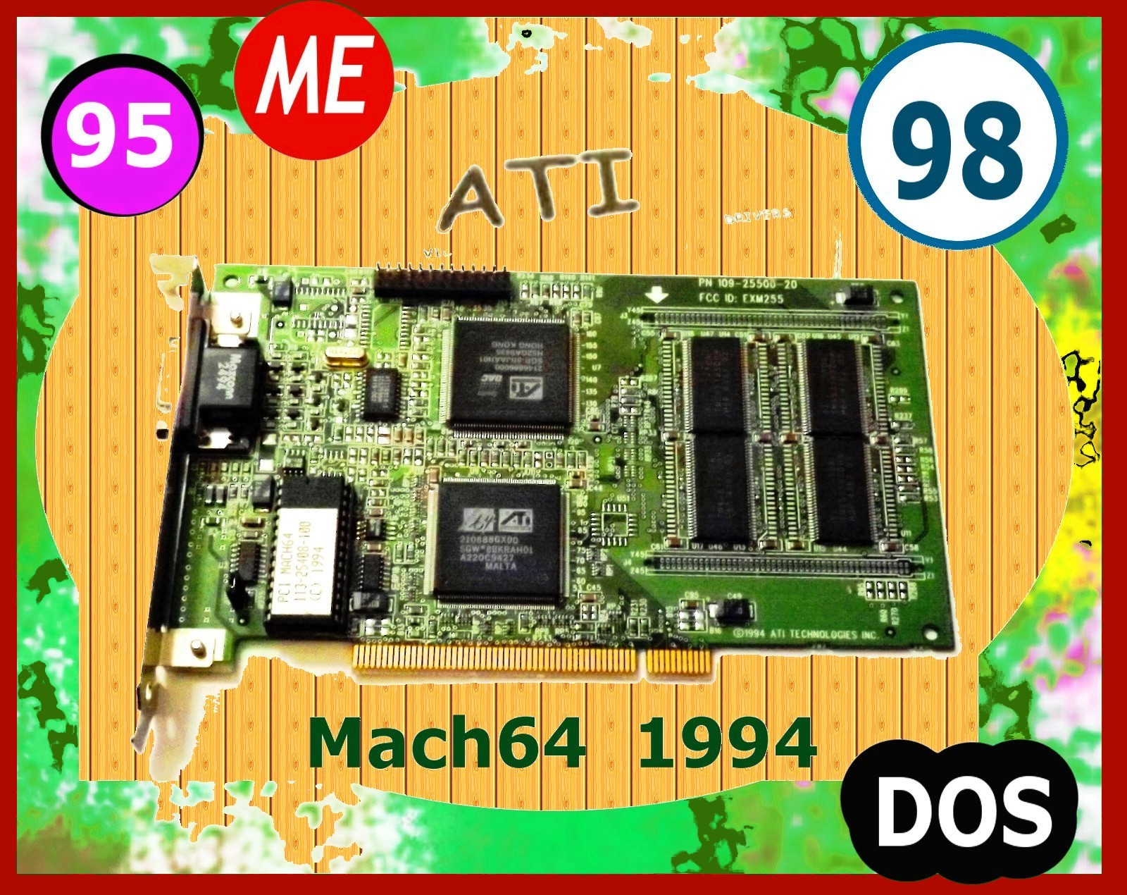RETRO.  DOS✔️ Windows 3.1x ✔️98 PCI video card.✔️ ATI Mach64 Vintage 1994 RARE