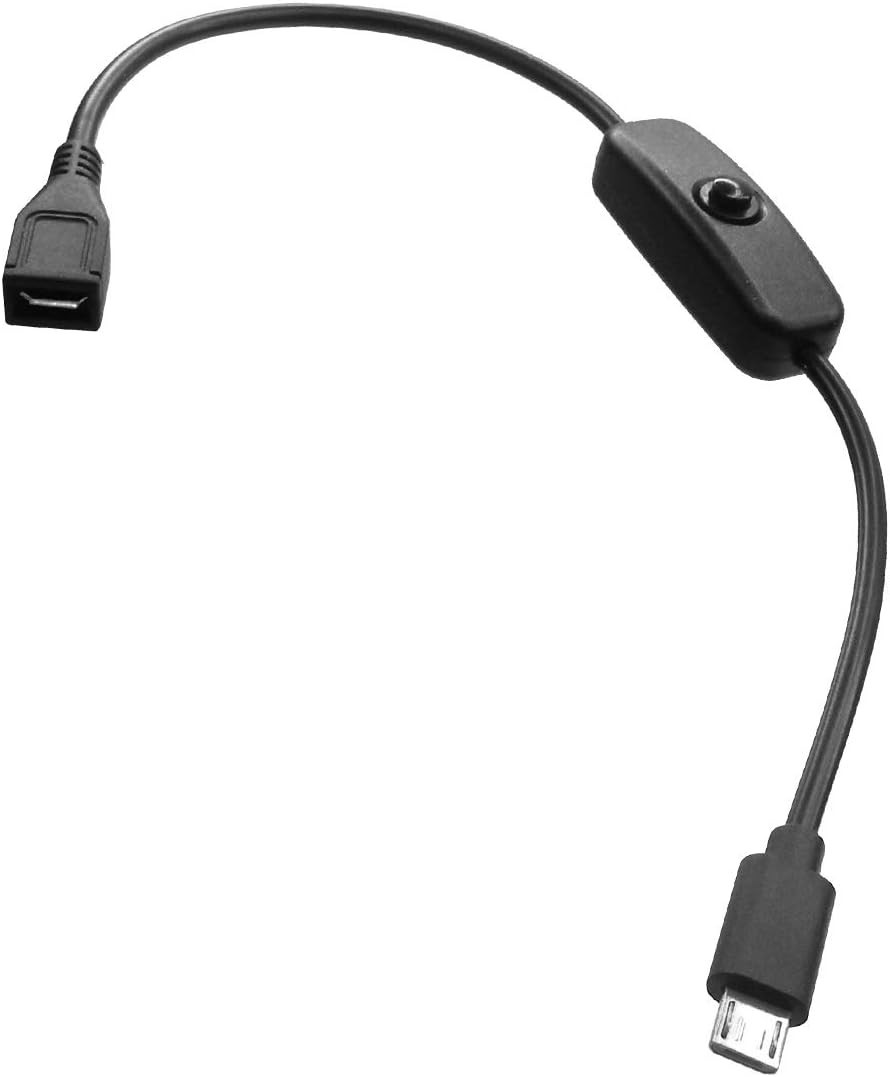 Micro USB 2.0 Short Extension Cable Cord with Click Power On Off Switch