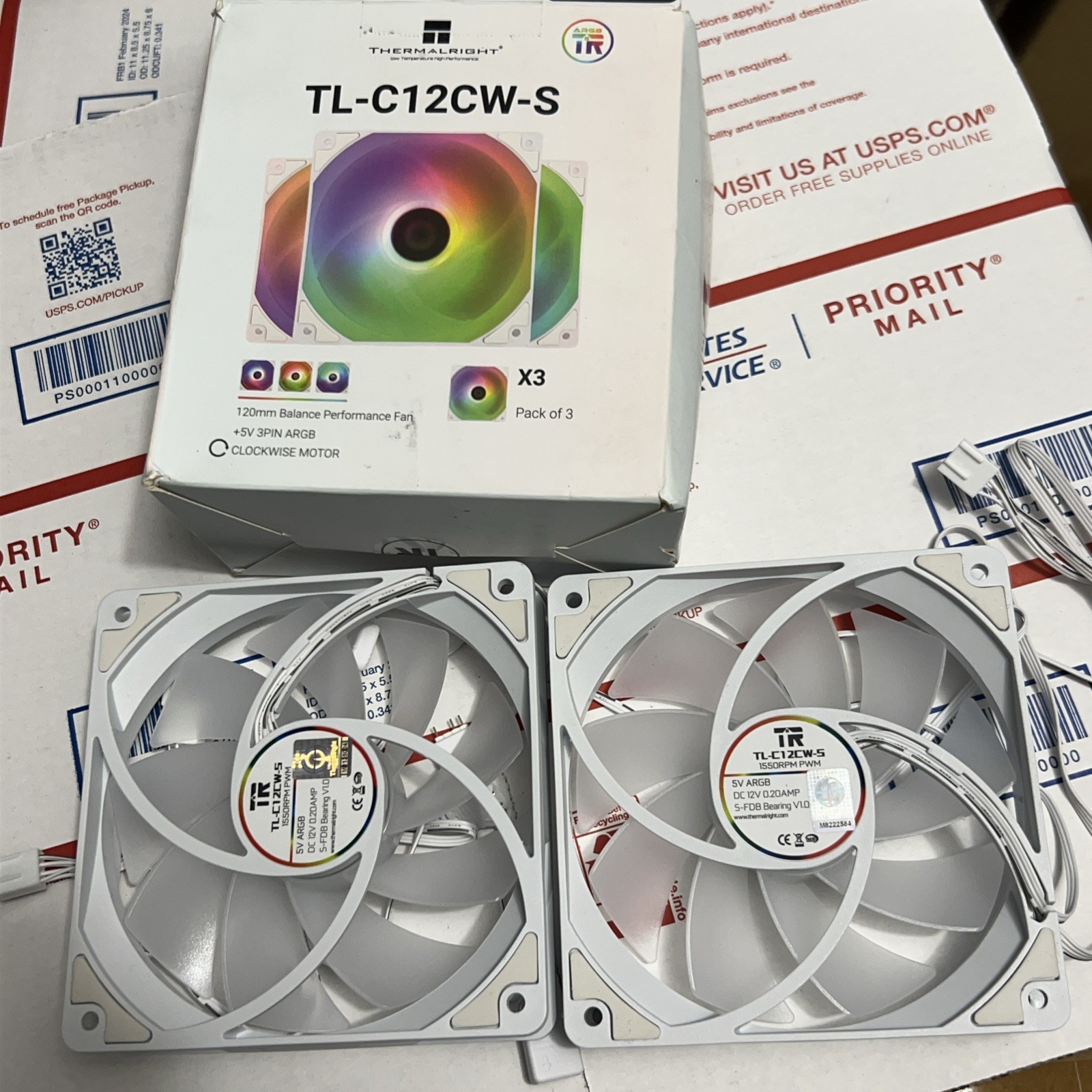 Thermalright TL-C12CW-S 120mm ARGB Fans 5V 3-Pin White (2 of 3 Pack)