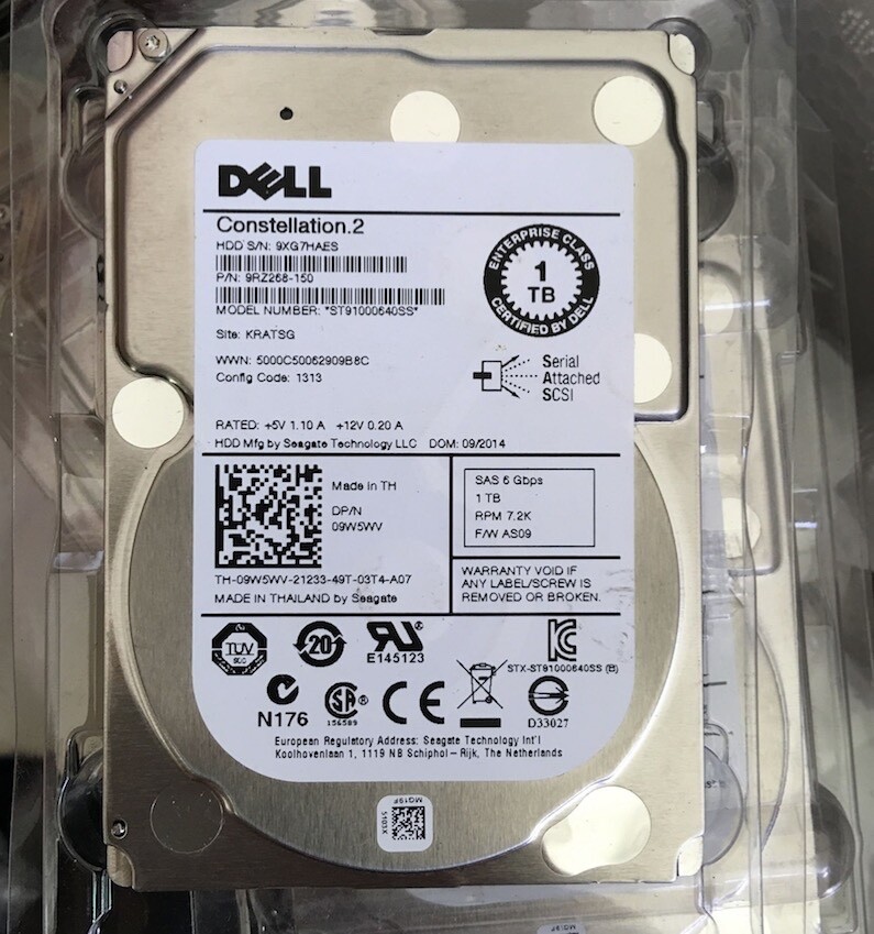 FOR Dell 9W5WV 09W5WV 1TB 7.2K 2.5" 6G SAS Seagate Constellation2 ST91000640SS