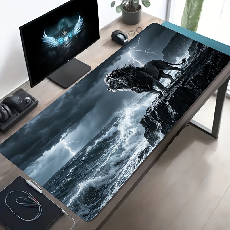 Extra Large XXL Gaming Desk Pad, Non-Slip Rubber Extended Mouse Mat, Black Whi