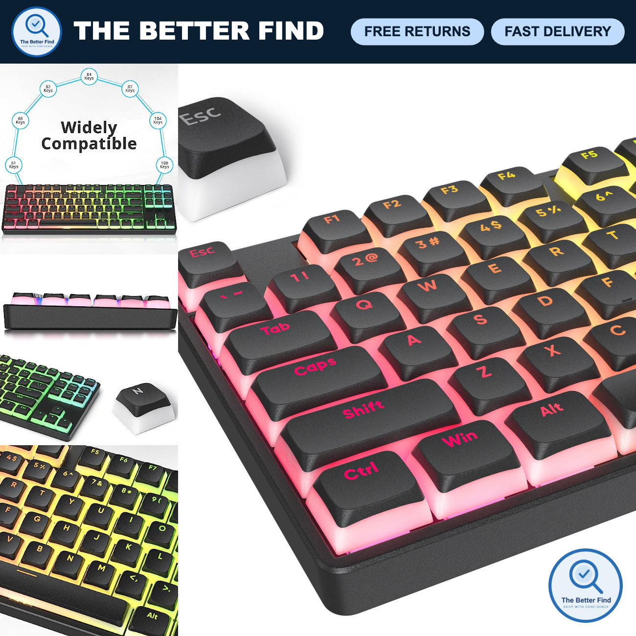 117 Key PBT Black Pudding Keycap Set, Double Shot Translucent XDA Profile for IS