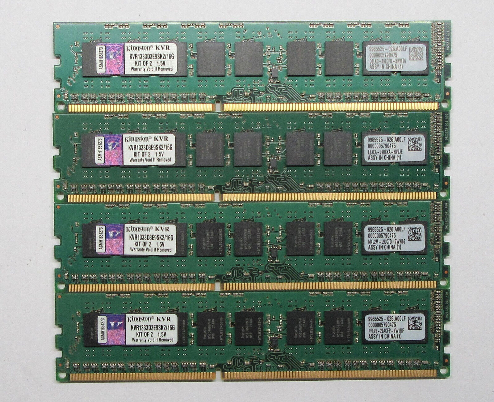 32GB (4x 8GB) Kingston KVR1333D3E9SK2/16G DDR3-1333 2Rx8 CL9 ECC DIMM Server Ram
