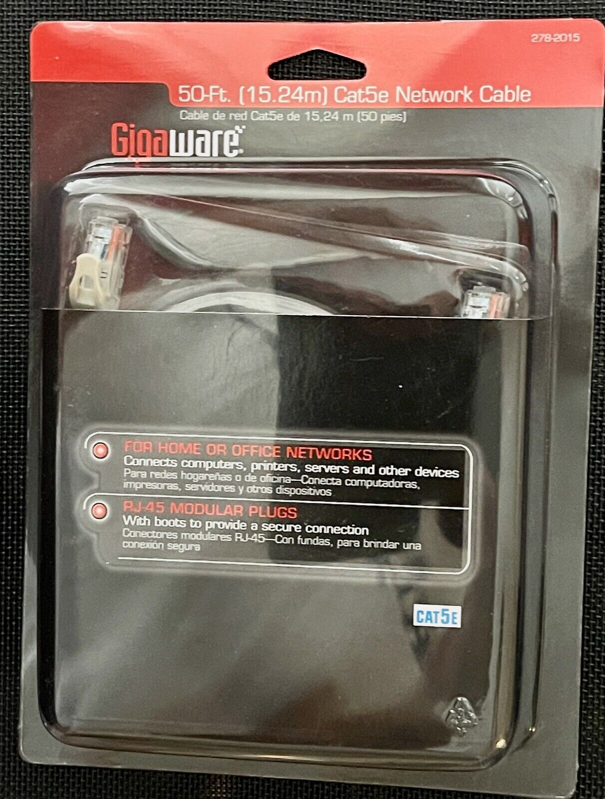 Gigaware® 50-Ft (15.24m) Cat5e Network Cable w/ RJ-45 Modular Plugs - sealed NIB