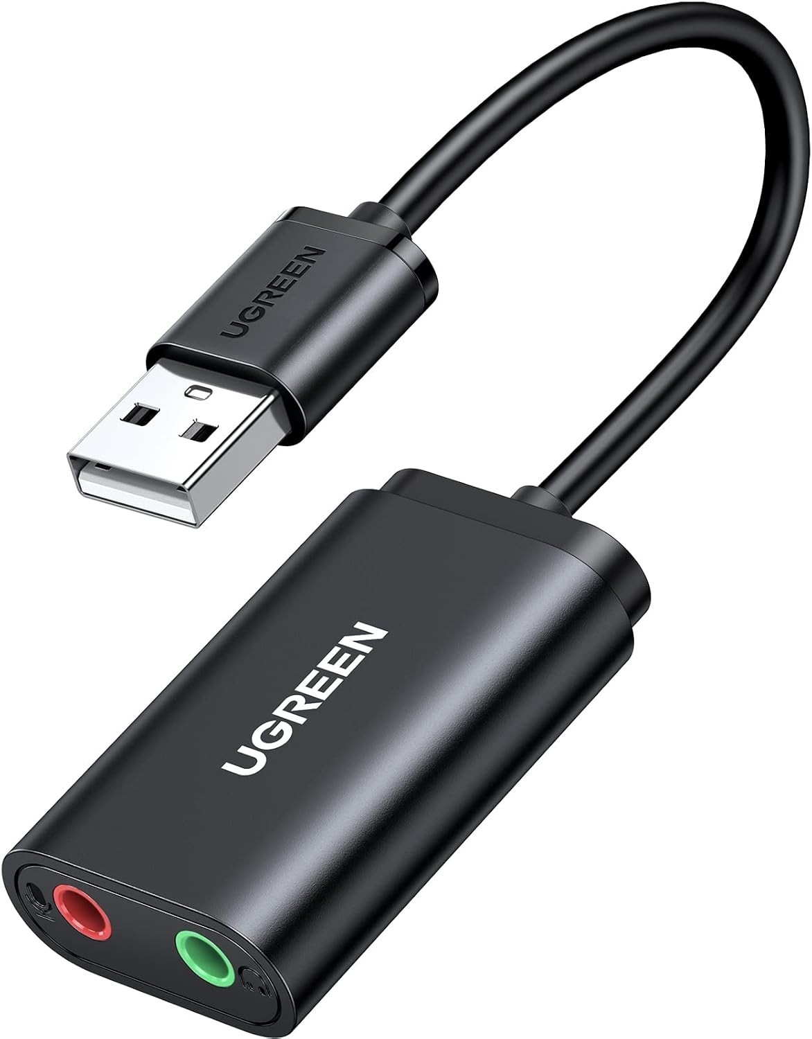 USB to Audio Jack Sound Card Adapter with Dual TRS 3-Pole 3.5Mm Headphone and Mi