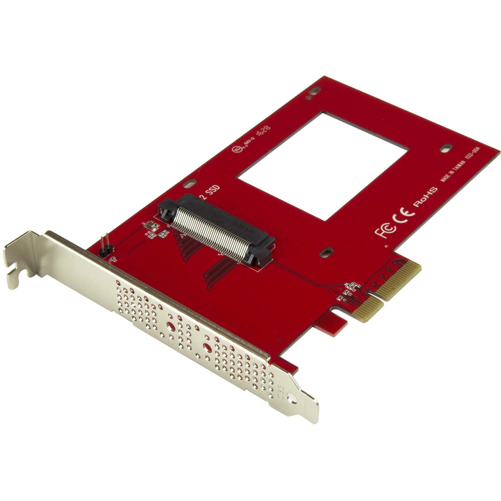 StarTech U.2 to PCIe 4.0 x4 Adapter for 2.5in 0.9" x 4.8" x 6.5", Red