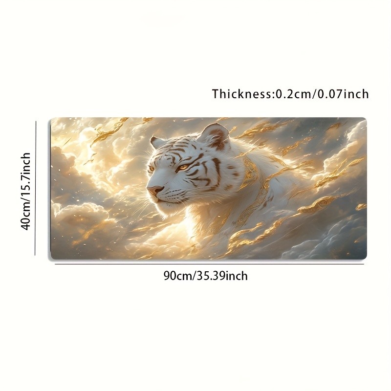 1pc Large-sized Esports Gaming Mouse Pad Featuring an Ornate "White Tiger in t