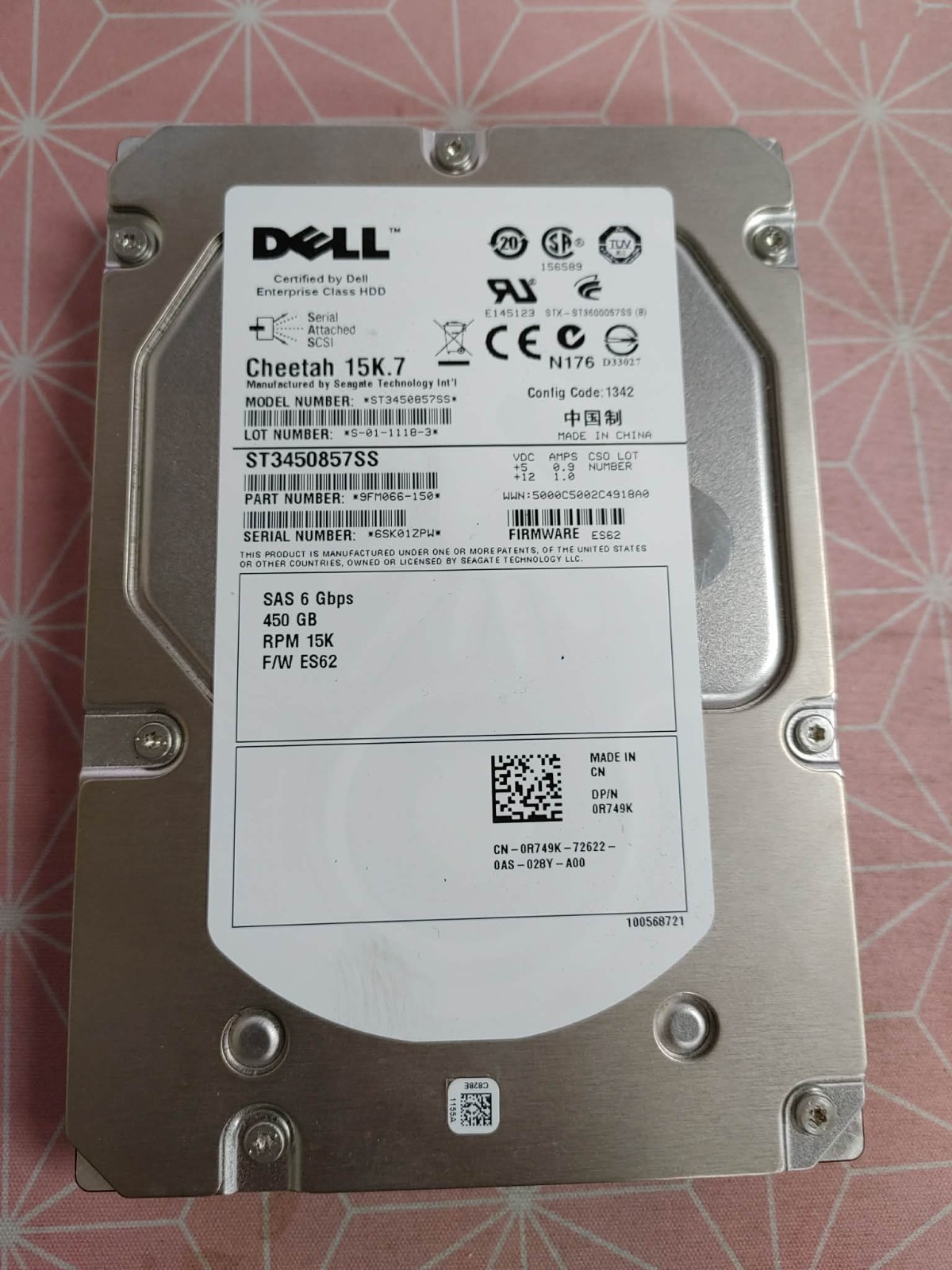 Dell R749K 450GB 6GB 15K 3.5" SAS R749K  HDD Hard Drive ST3450857SS
