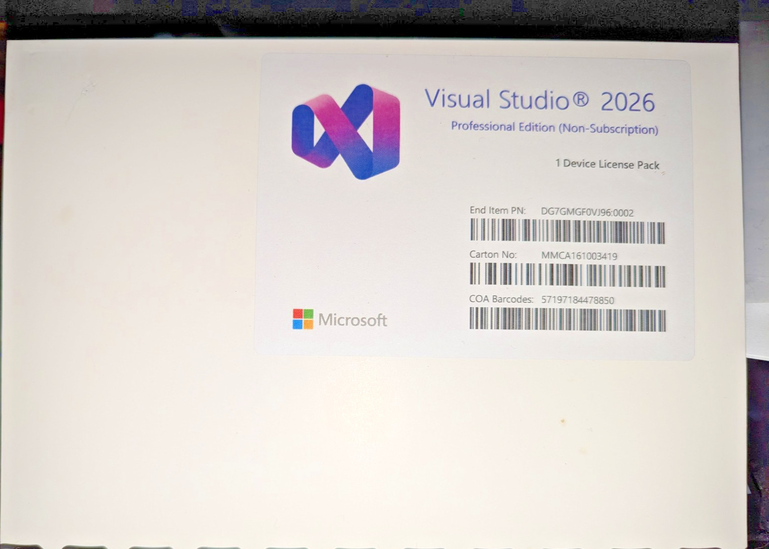 Microsoft Visual Studio 2026 Professional, No Subscription, 1 Device License