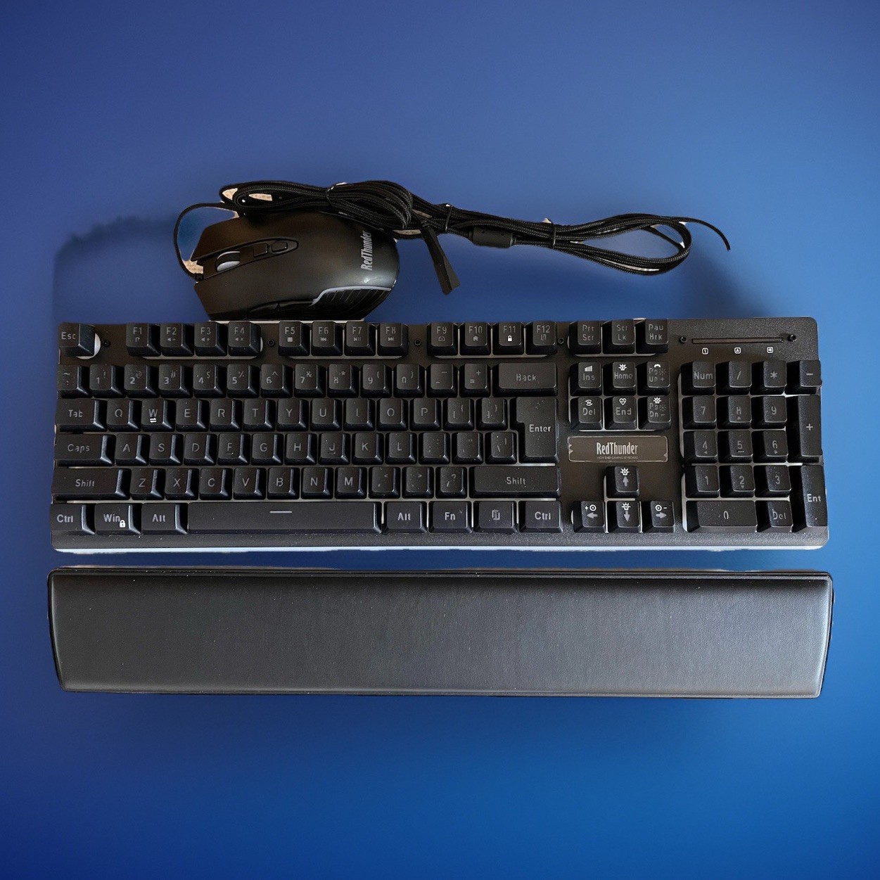 RedThunder K10 Wired Gaming Keyboard and Mouse and Wrist Rest Combo- Black
