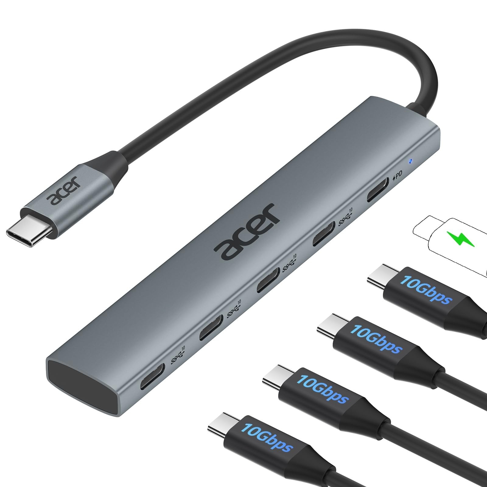 10 Gbps USB C Hub, 4-Port USB C Splitter with 100W Power Delivery, Fast Data Tra