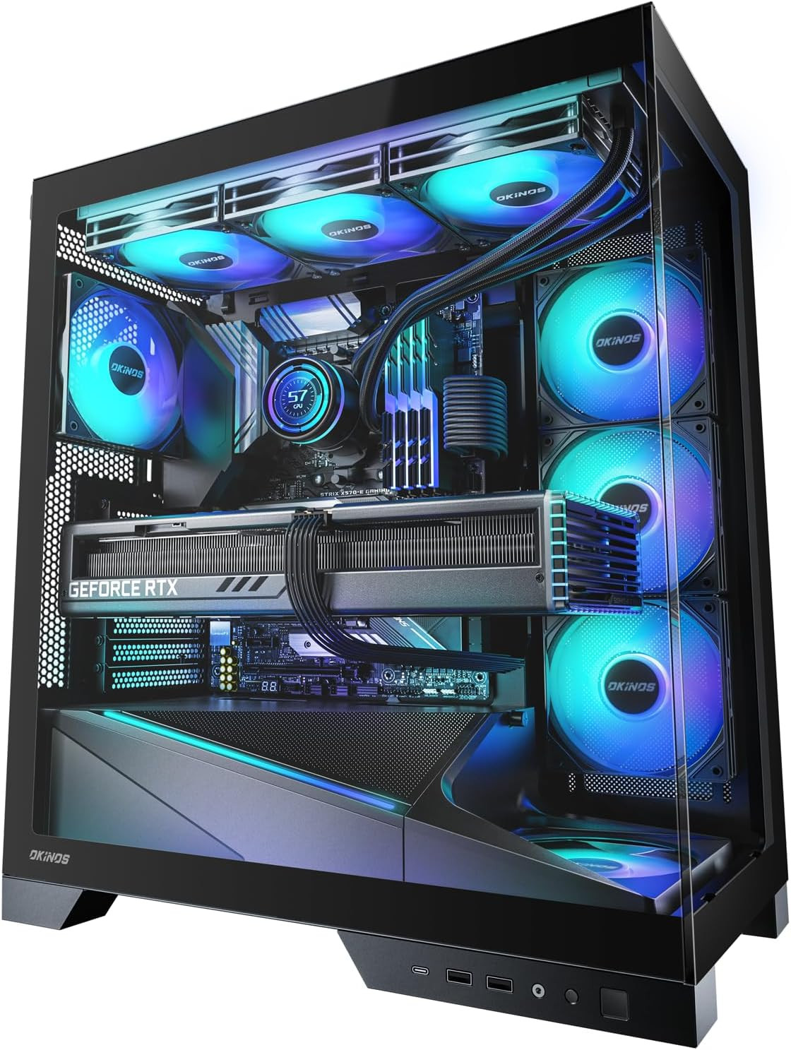 Aqua 9, ATX PC Case, 5 × 120Mm ARGB PWM Fan Pre-Installed, Support Top & Side Du