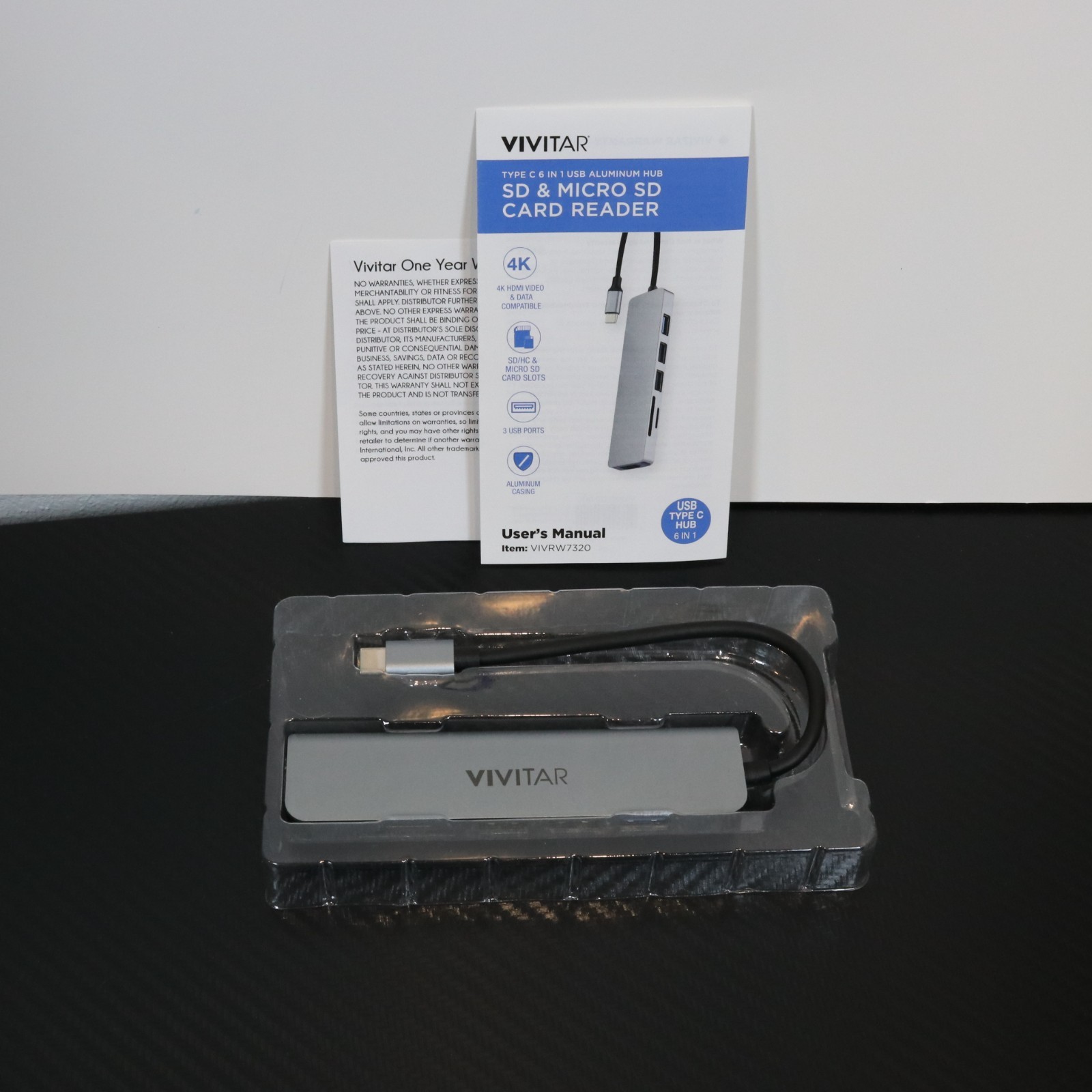 VIVITAR 6 in 1 USB Type C Hub - 4K HDMI 1x USB 3.0 2x USB 2.0 SD/SDHC, Micro SD