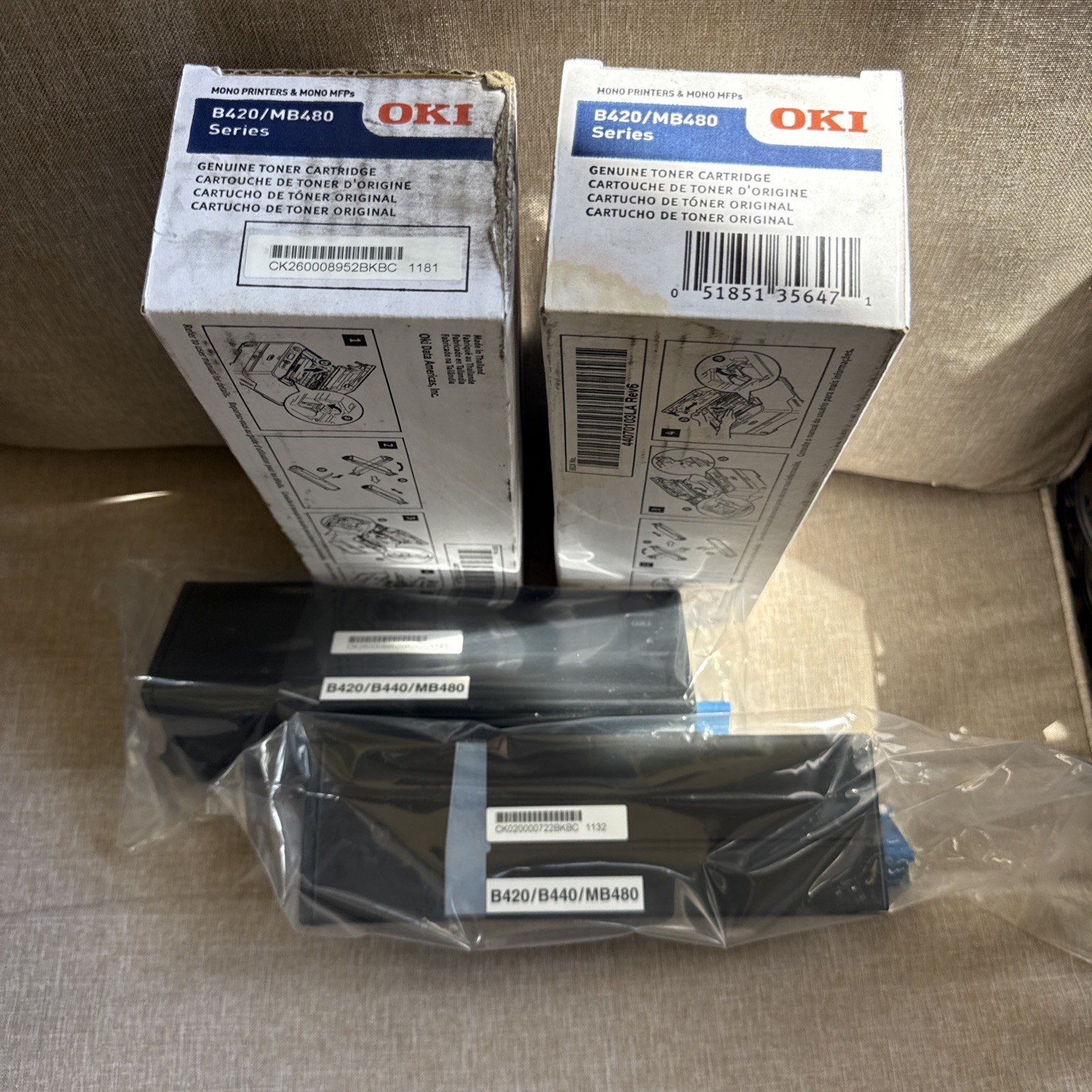 2 Genuine Oki 43979215 Black Toner Cartridge B420 MB480 Series