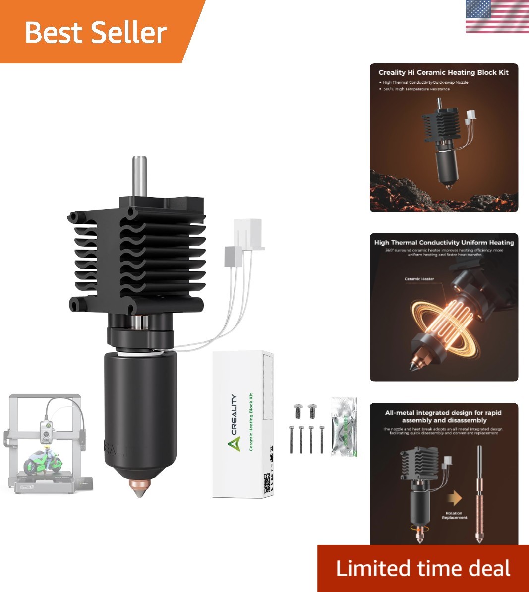 Hi Hotend Kit with Ceramic Block & Quick Swap Nozzle for Enhanced 3D Printing