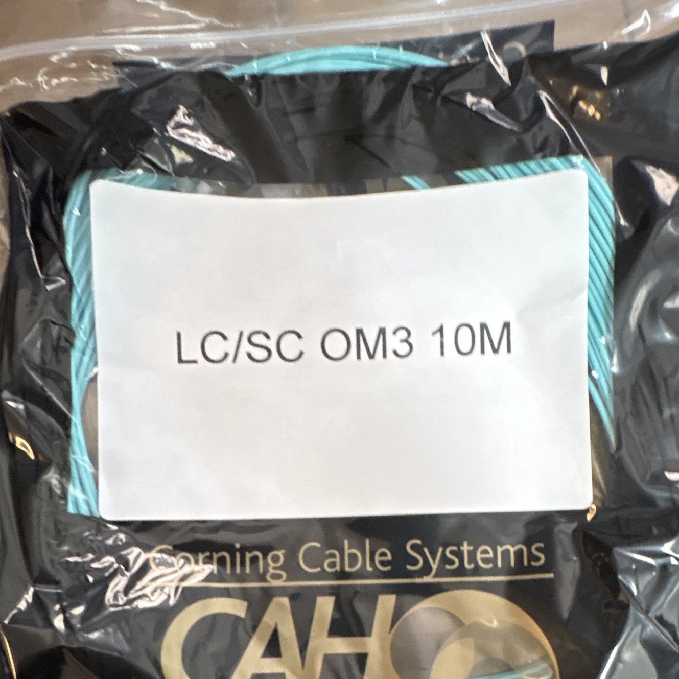 Corning Cable Systems OM3 Multi-Mode LC to SC Optical Fiber Cable 10m Aqua