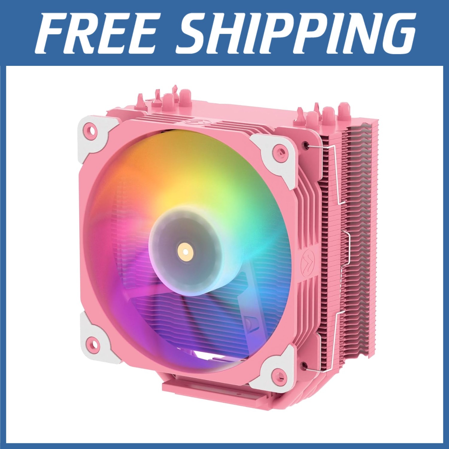 Pink CPU Air Cooler 5 Heat Pipes RGB Lights Sync