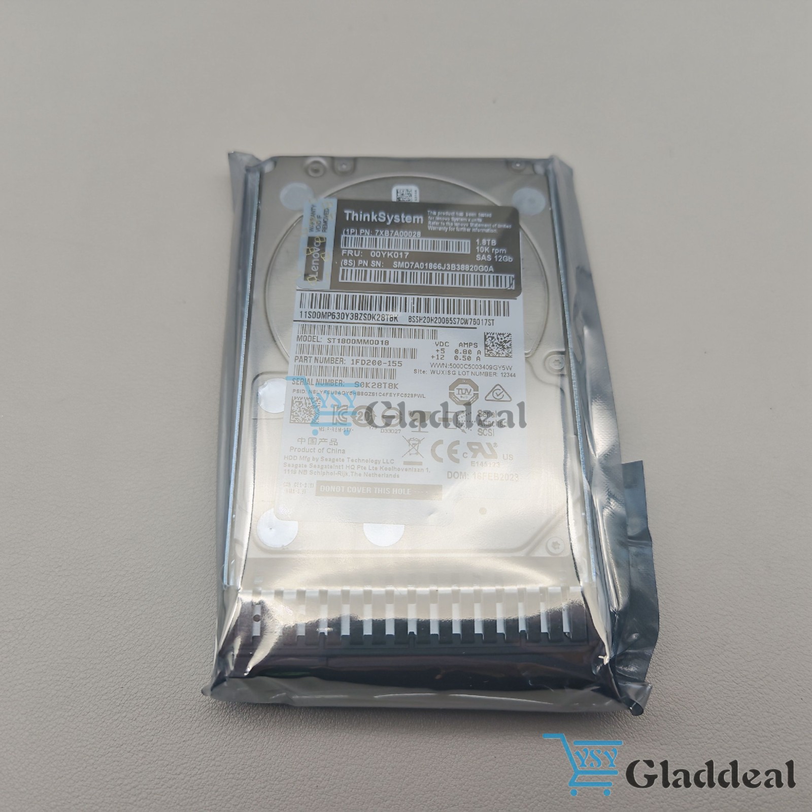 New Lenovo ThinkSystem 2.5" 1.8TB 10K SAS 12G Hard Drive 00YK017 7XB7A00028