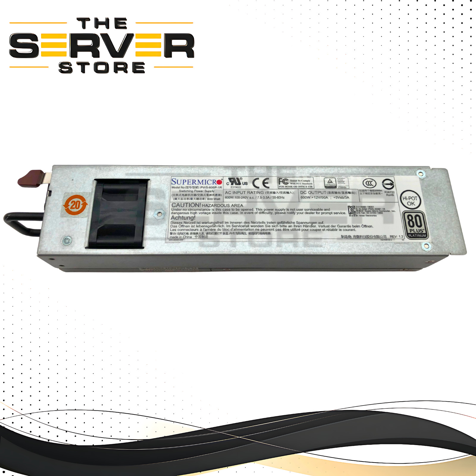 Supermicro 600W 80+ Platinum 1U Power Supply PSU Replacement for PWS-501P-1R