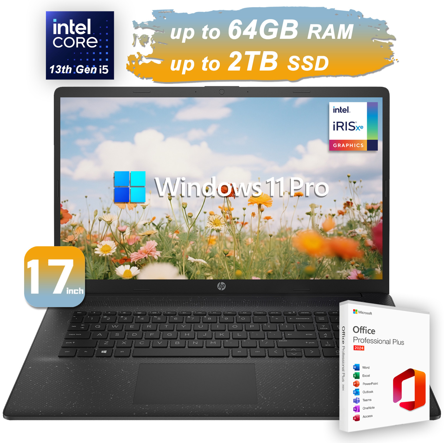 2026 HP Laptop Computer 17.3" 10-Core Intel i5 Up to 64GB RAM 2TB SSD Pro Office