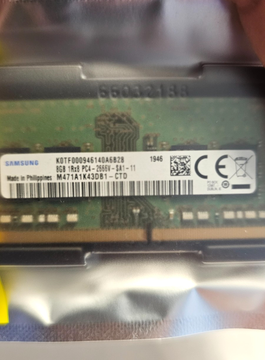 SAMSUNG 8Gb 1Rx8 PC4 MEMORY RAM DDR4 2666V-SA1-11 260 Pin M471A1K43DB1-CTD