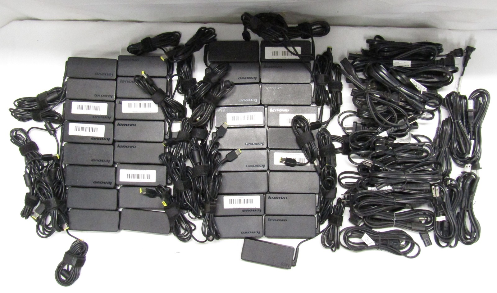 Lot of 35 Genuine OEM Lenovo Mixed Model 65W 20V 3.25A Square Tip Laptop Charger