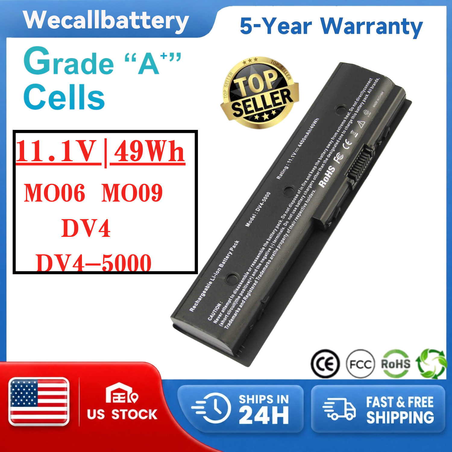 699468-001 671731-001 Battery for HP MO06 MO09 DV4 DV4-5000 DV6 DV7 HSTNN-LB3N