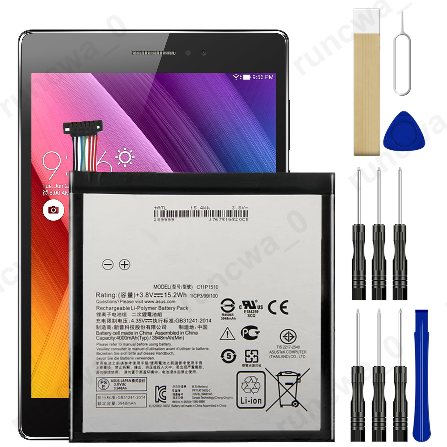 New C11P1510 Battery For ASUS ZenPad S 8.0 Z580CA Z580C P01MA P01M 15.2Wh TOOL