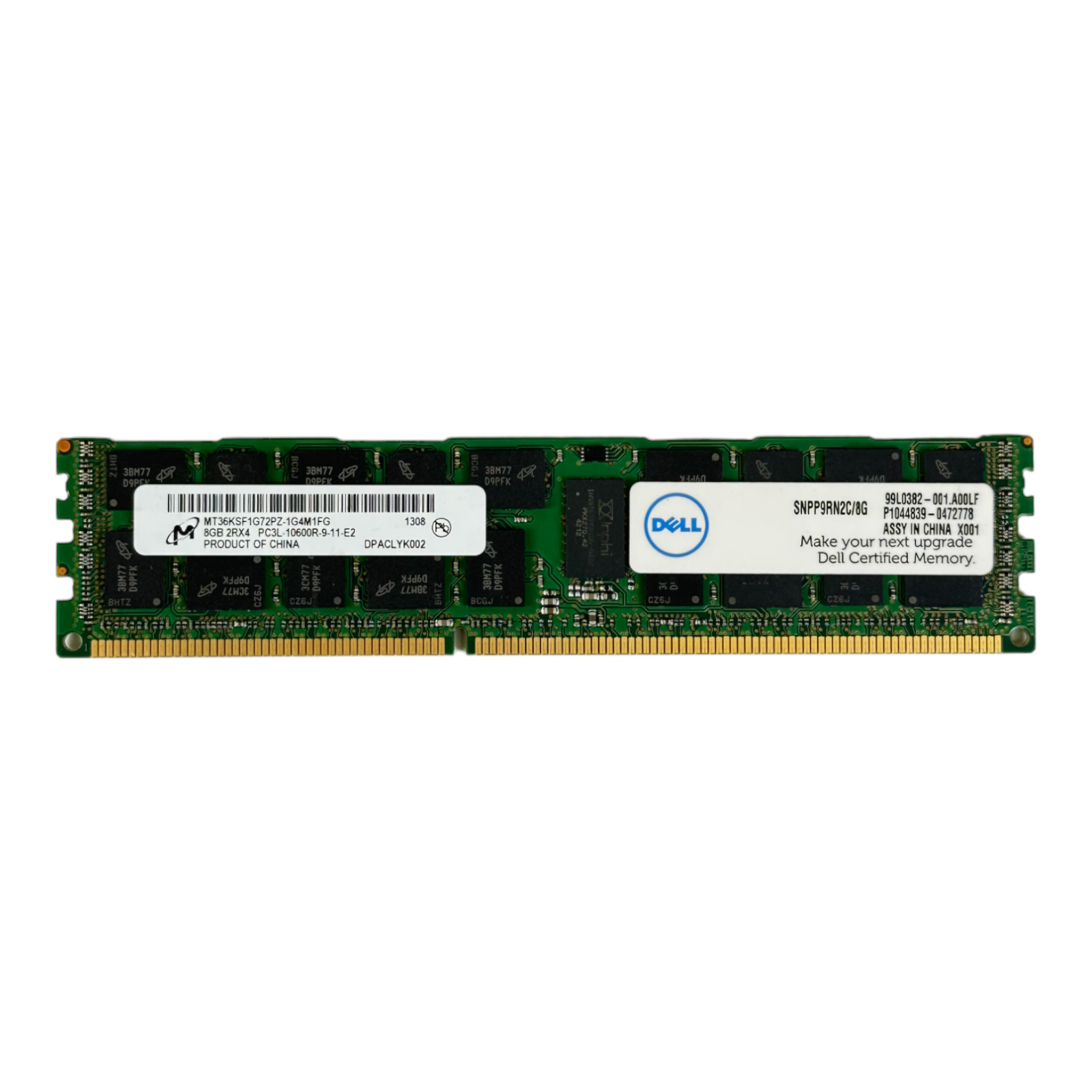 DELL SNPP9RN2C/8G 8GB PC3L-10600R DDR3-1033 2RX4 ECC MEMORY DIMM
