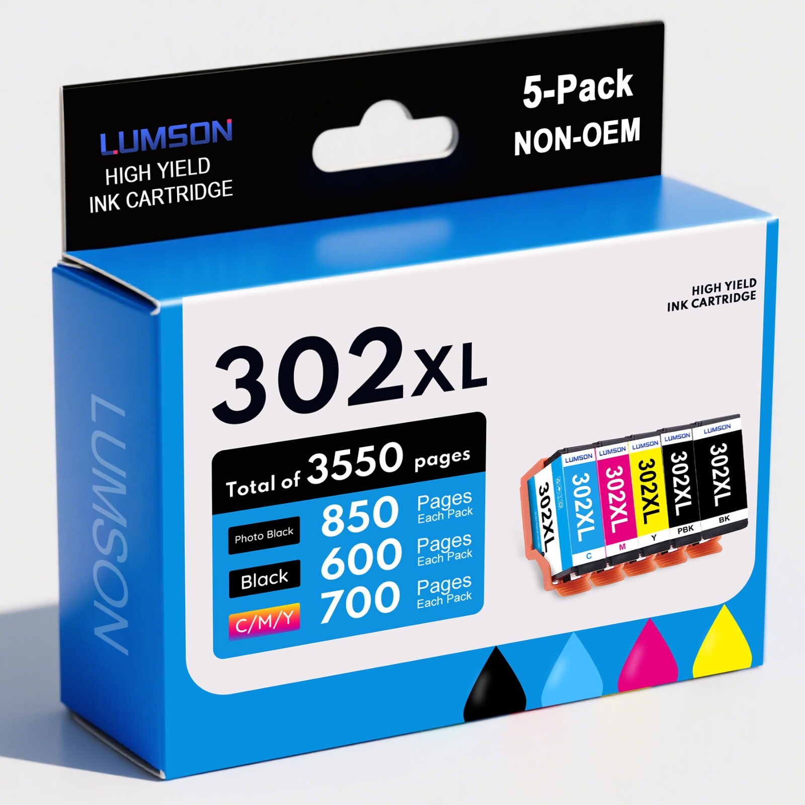 302XL 5PK Ink Cartridges Black Photo Black Cyan Magenta Yellow for Epson XP-6100