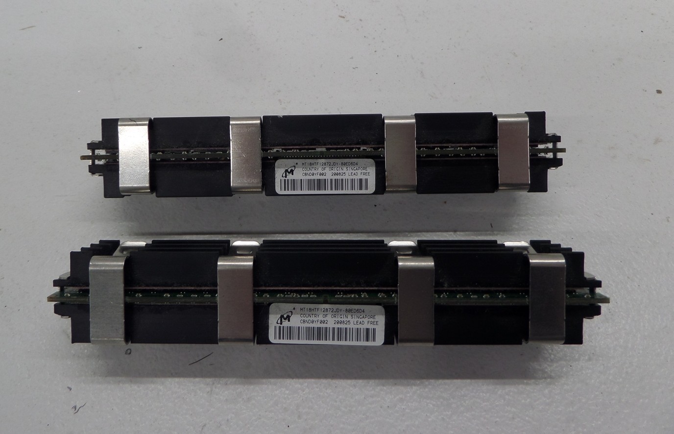 Lot Of 2 - Micron MT18HTF12872JDY-80ED6D4 1GB PC2-6400 DDR2-800 Memory