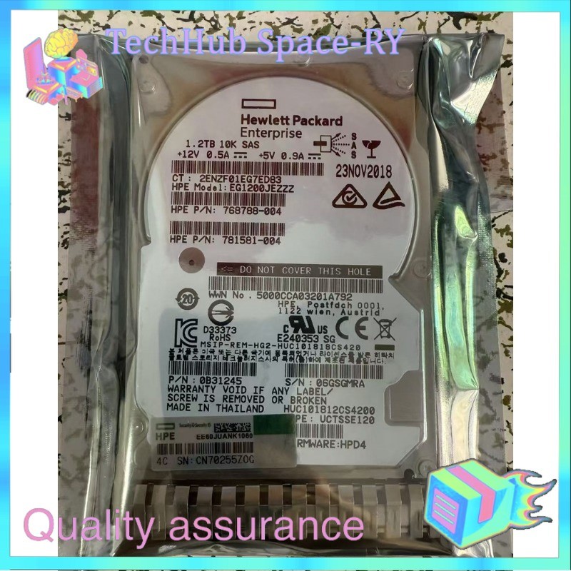 New HPE 872479-B21 872737-001 1.2TB 10K 12G 2.5 SAS SC DS HDD INCLUDES HDD TRAY