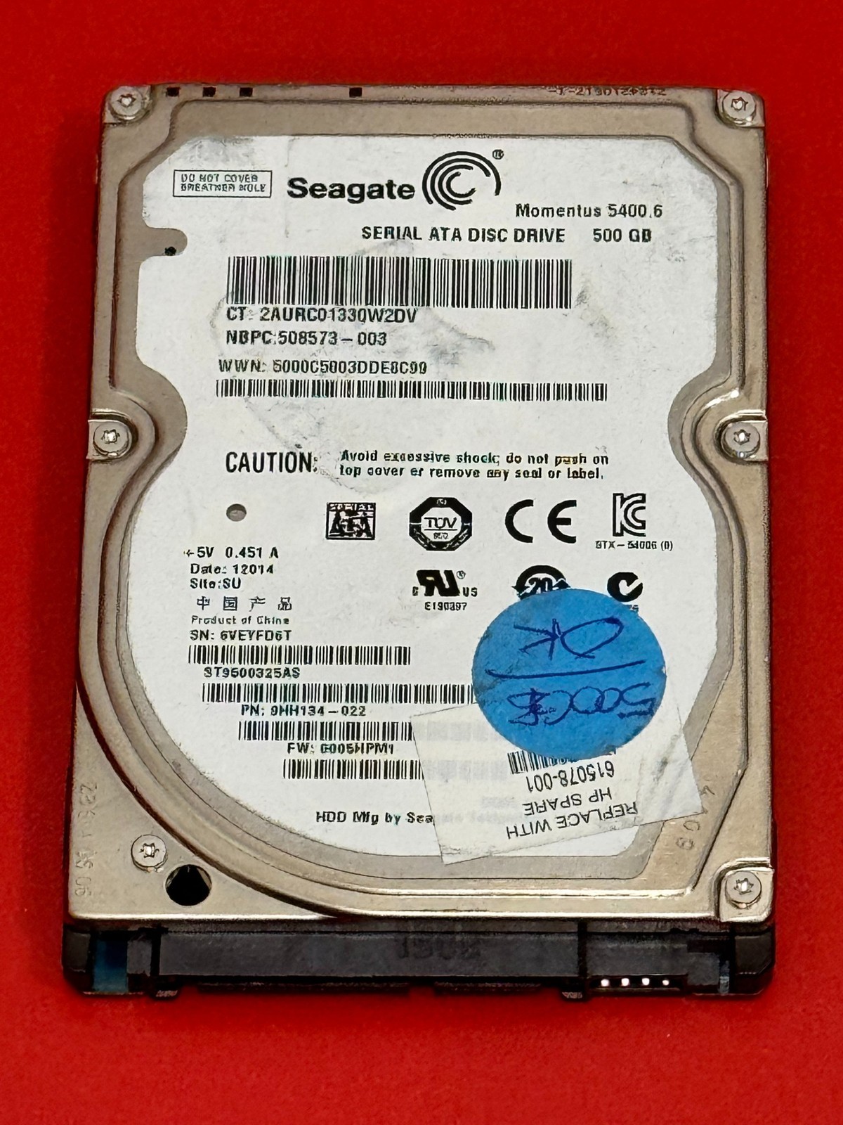 Seagate ST9500325AS P/N:9HH134-022 FW:0005HPM1 Laptop 500GB 2.5" SATA HDD
