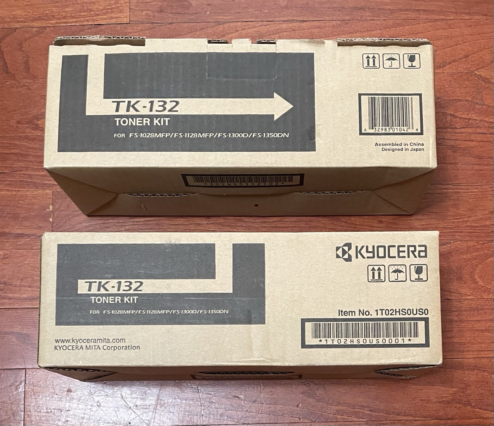2pcs New Genuine Kyocera TK-132 Black Toner Kit FS-1028MFP, FS-1128MFP, FS-1300D