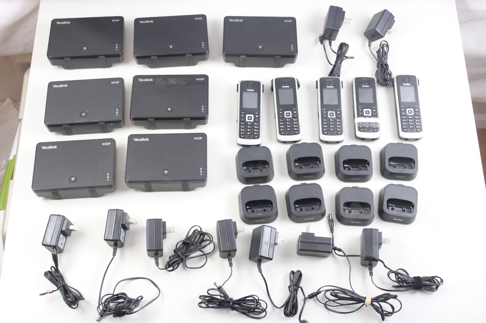 Lot of Yealink W52P VoIP Cordless Phones & Base Stations AS-IS Untested