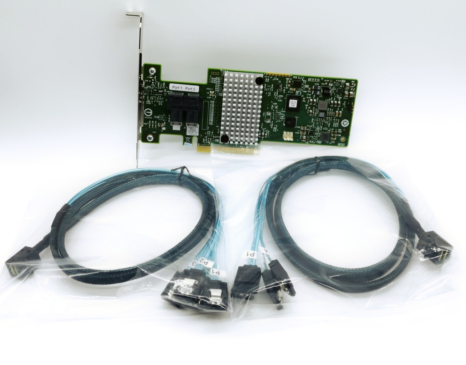 LSI 9340-8i IBM 46C9115 M1215 12GB RAID0.1.10.8 PORTS raid + 2pcs 8643 to 4 SATA