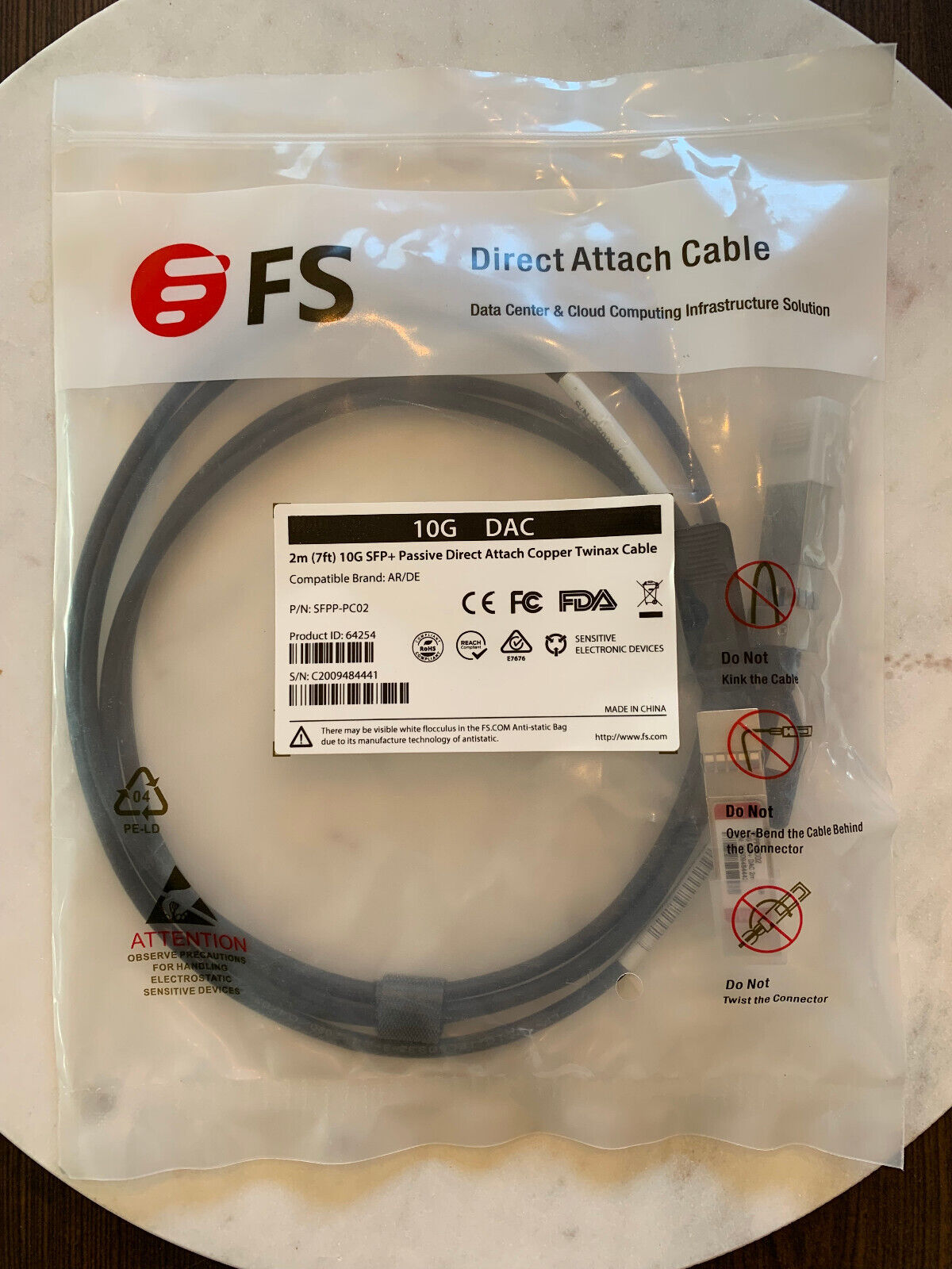 2m (7ft) Cisco SFP-H10GB-CU2M Compatible 10G SFP+ Copper Twinax Cable