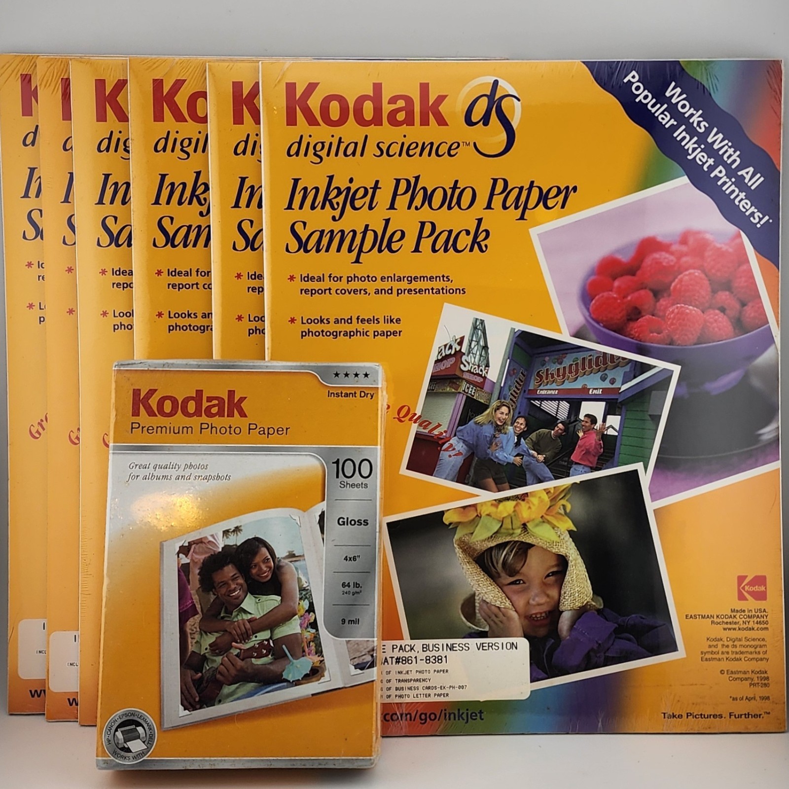 Kodak Inkjet Photo Paper Lot 160 Sheets 4x6 Gloss Sample Transparency 6 Pack NIP