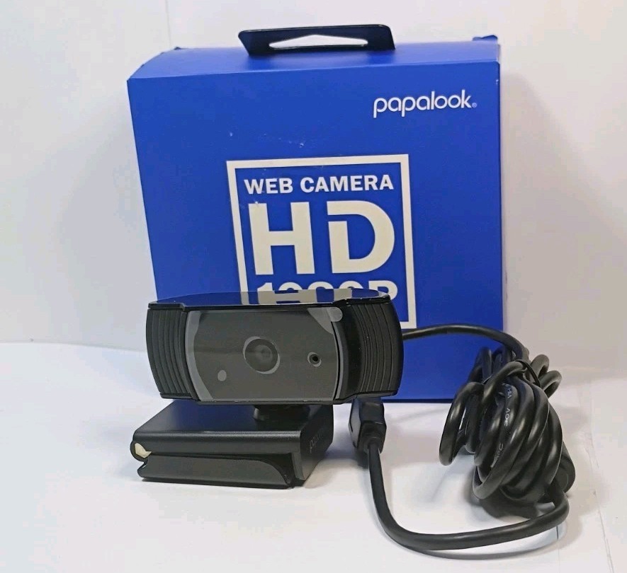 Papalook Full HD 1080p webcam with microphone for laptop monitor computer black