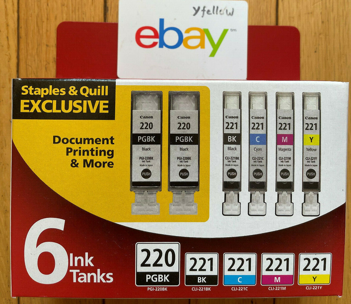 OEM Staples Canon 220 221  Ink Cartridges 6 Pack 2945B015 Sealed MX870 iP4700