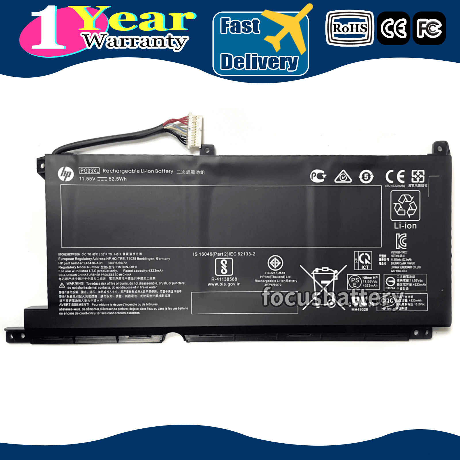 Genuine PG03XL Battery For HP Pavilion Gaming 15‑DK 16‑A L48430‑AC1 HSTNN‑OB1I