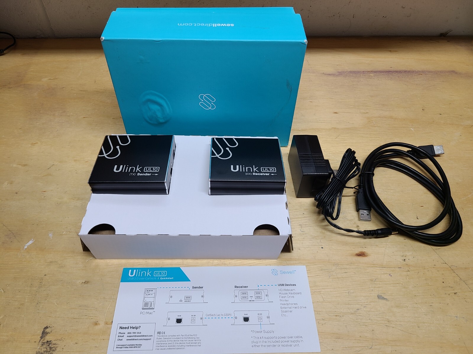 Sewell SW-33224 U-Link UL10 USB 2.0 (480 Mbps) over Cat5e/6 200' Extender (G129)