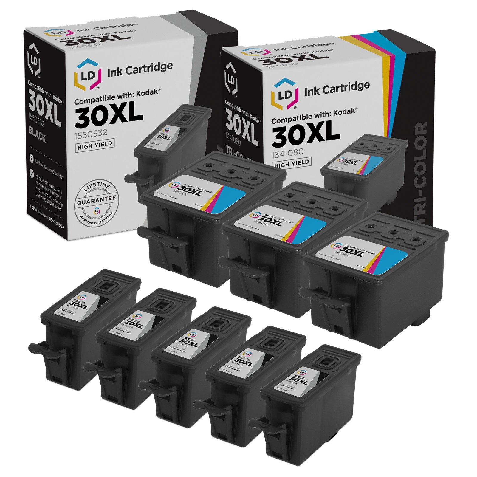 LD Comp for Kodak 30XL 8pk HY Ink 5x 1550532 3x 1341080 C110 C310 C315 2150 2170