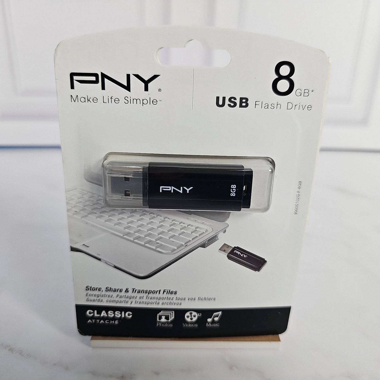 PNY 8GB USB Flash Drive Classic Attache Black New Sealed Portable Storage Device