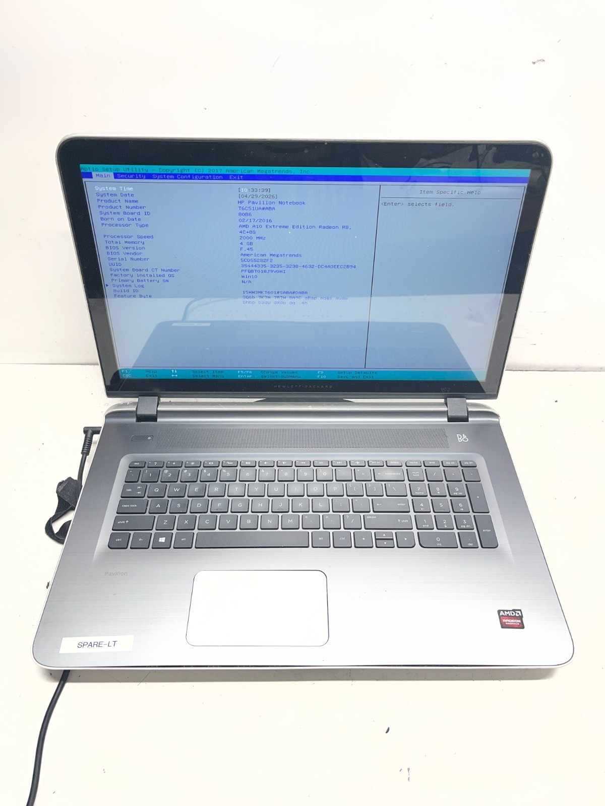 HP Pavilion 17-G133CL AMD A10 Extreme Radeon R8 2000Mhz 4GB NO HDD